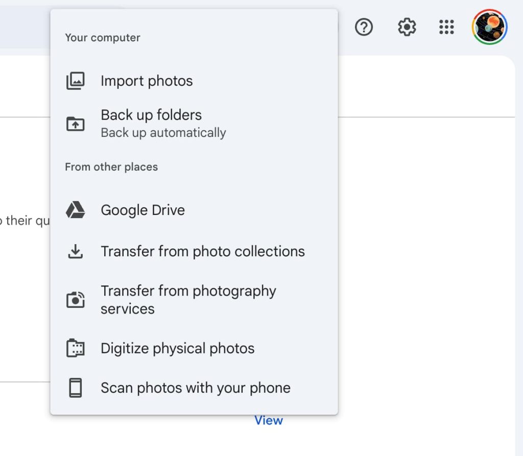 Google Photos folder backup