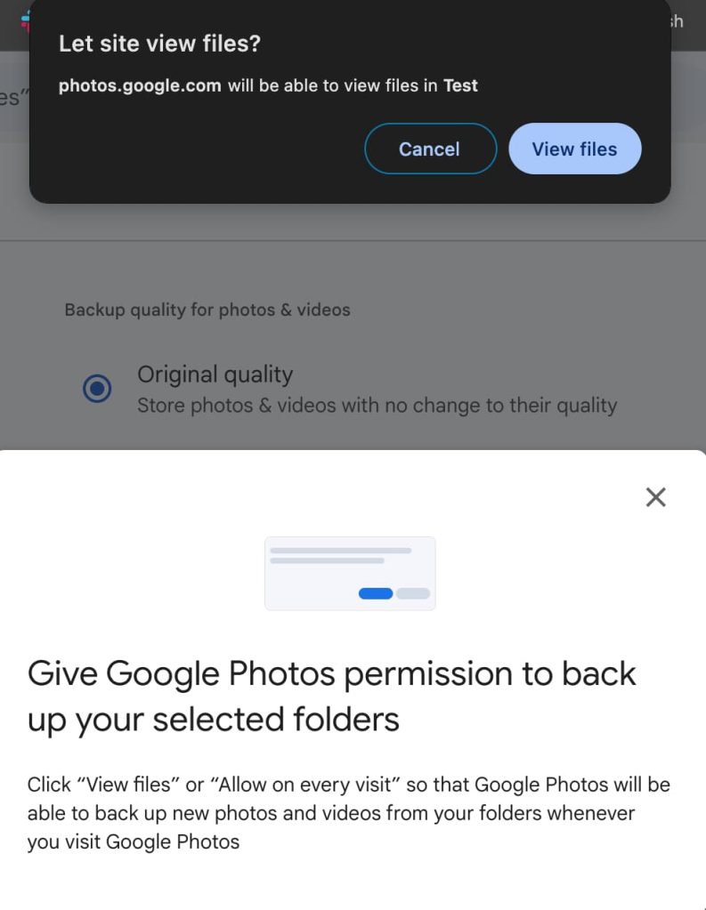 Google Photos folder backup