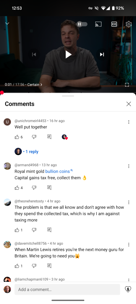 youtube hyperlinked comments