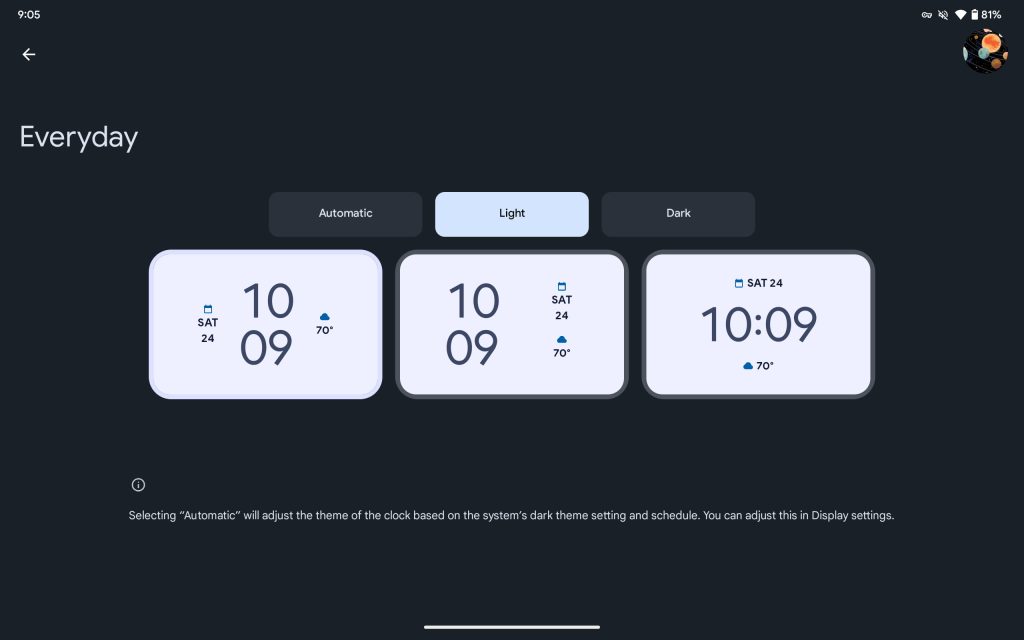 new Pixel Tablet clocks