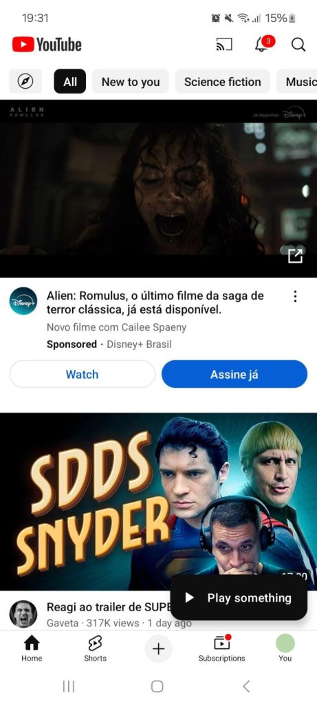 YouTube Play something FAB