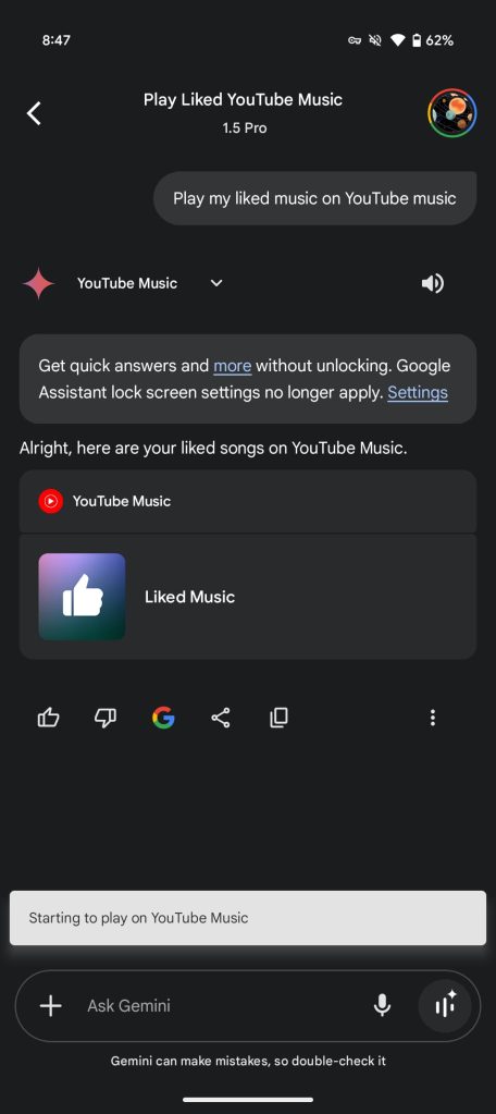 Gemini Extensions Android lockscreen