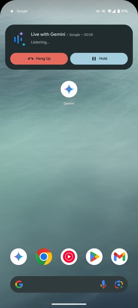Gemini Live call notification