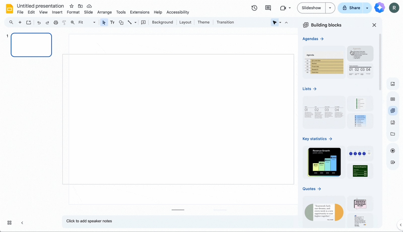 Google Slides sidebar