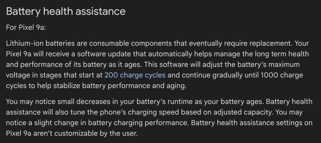 Pixel Battery health assistance