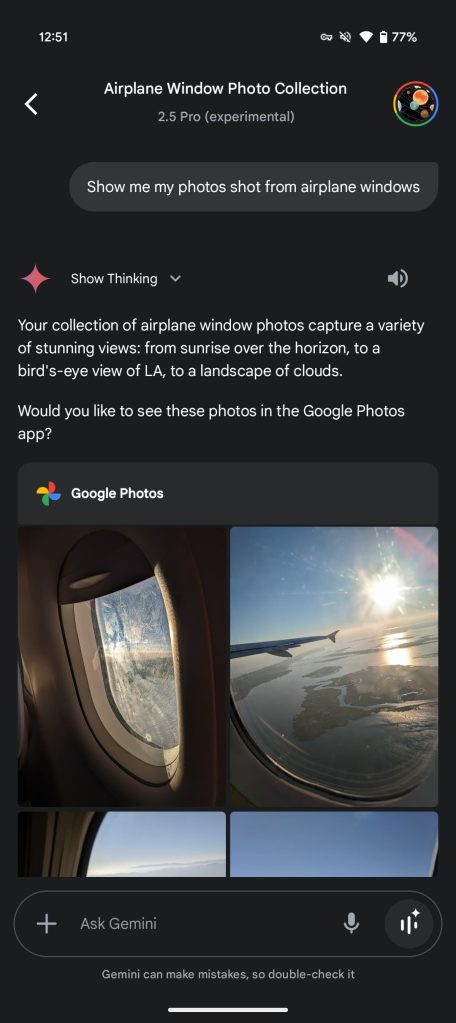 Gemini app Google Photos