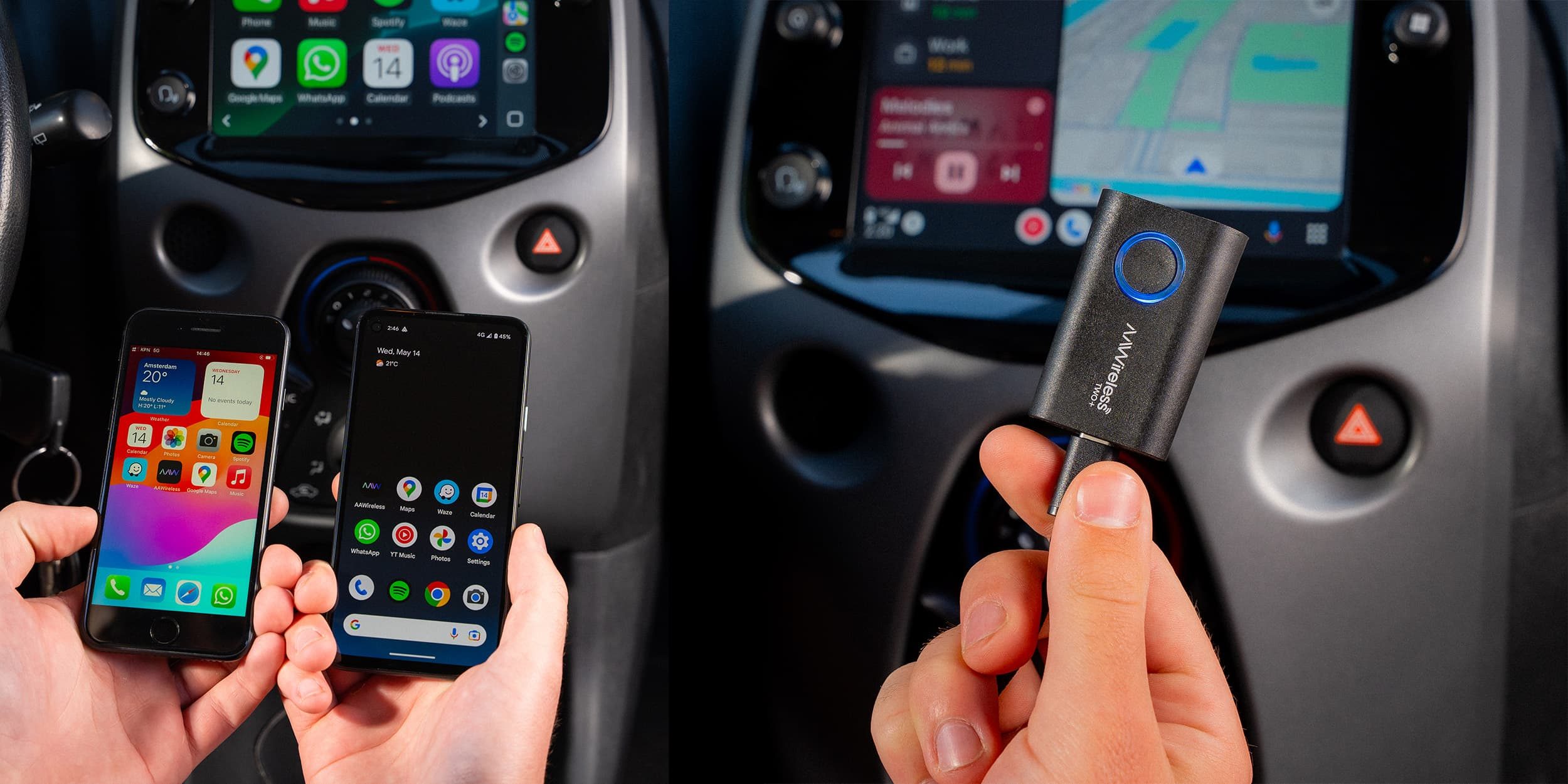 AAWireless TWO+ делает проводные Android Auto и CarPlay беспроводными, доступен уже сегодня