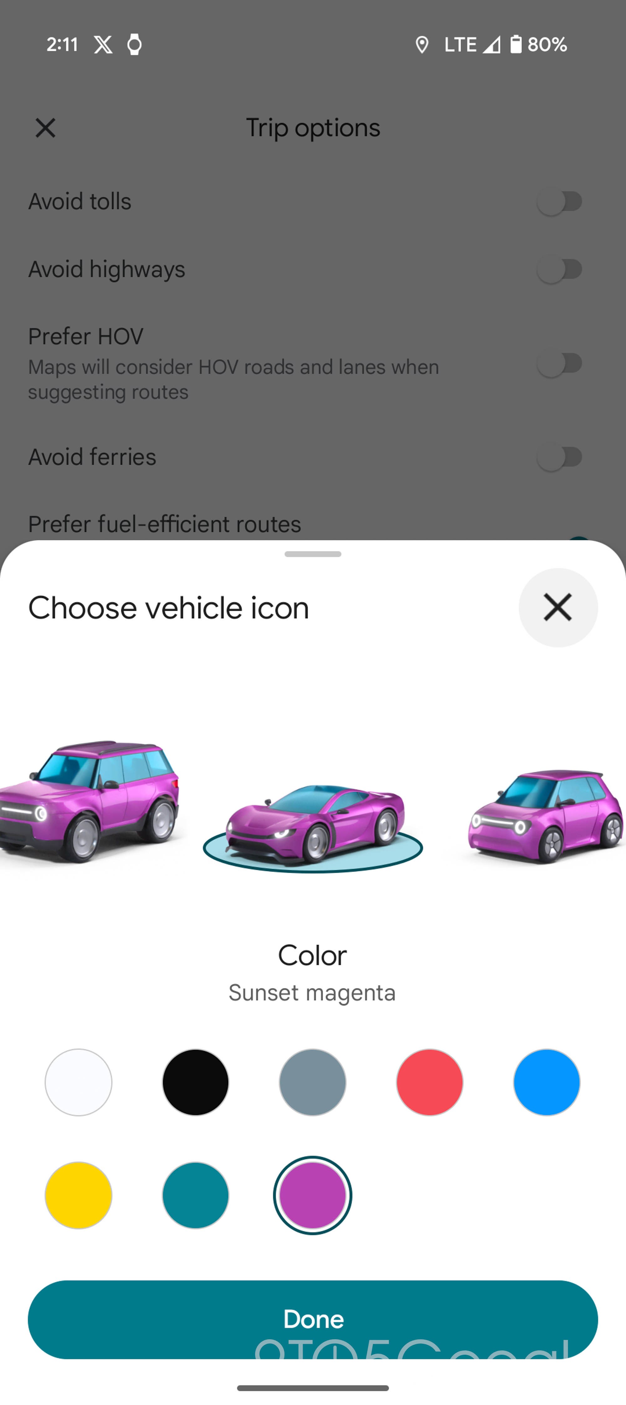 Google Maps lets you pick a car icon on Android Auto and CarPlay