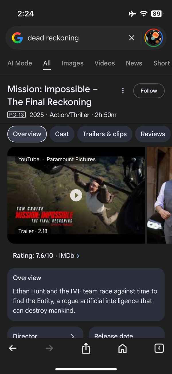 Résultats de recherche sur iOS avec le nouveau logo G