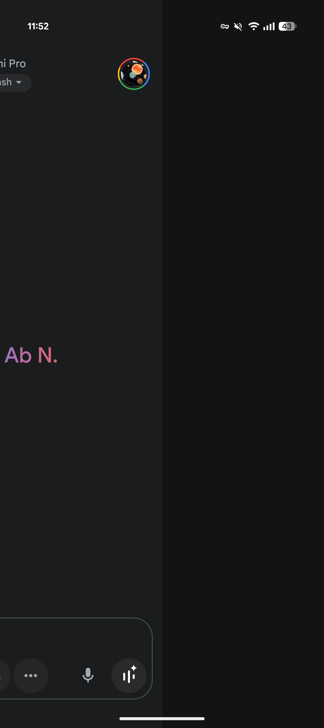 Gemini Live swipe left