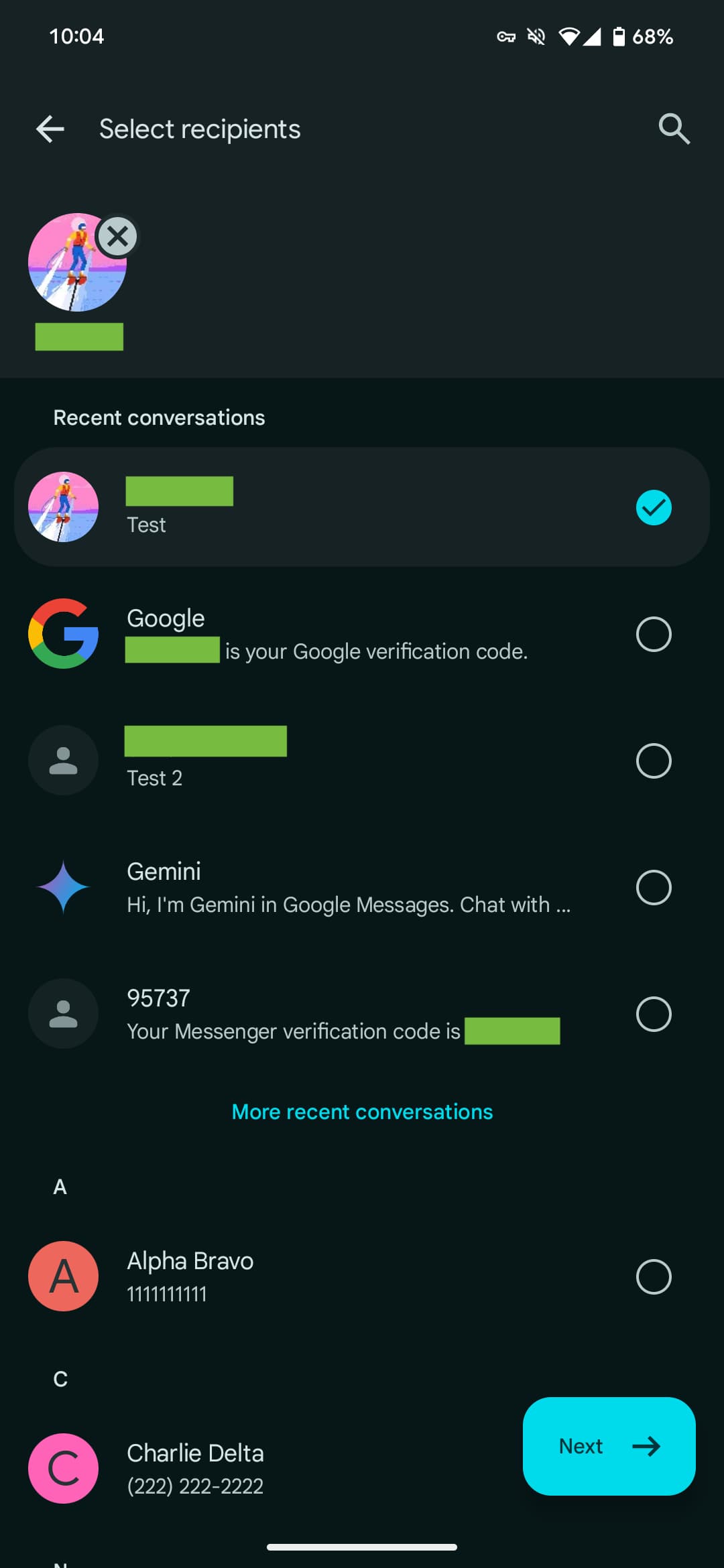 Google Messages share crash