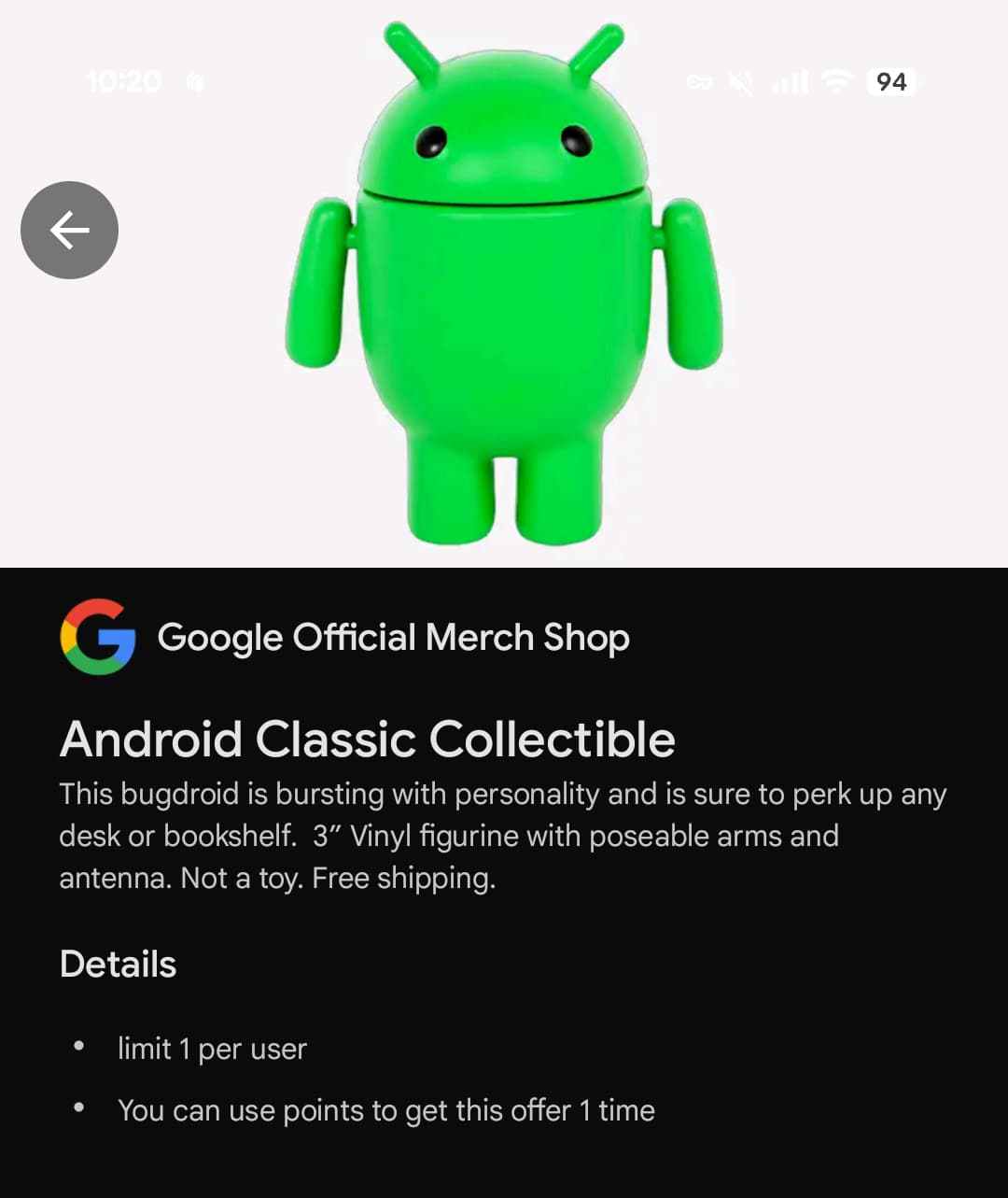 Android Swag You can redeem Play Points for Android ‘Bot’ and Google swag