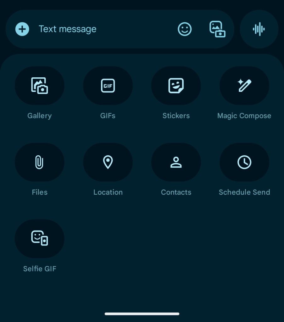 Google Messages will let you access the camera, gallery separately