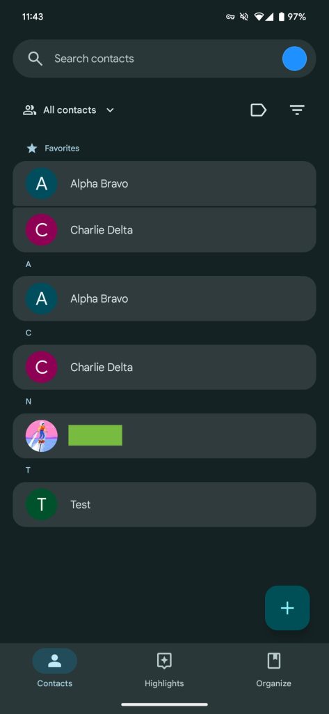 Google Contacts Material 3 Expressive