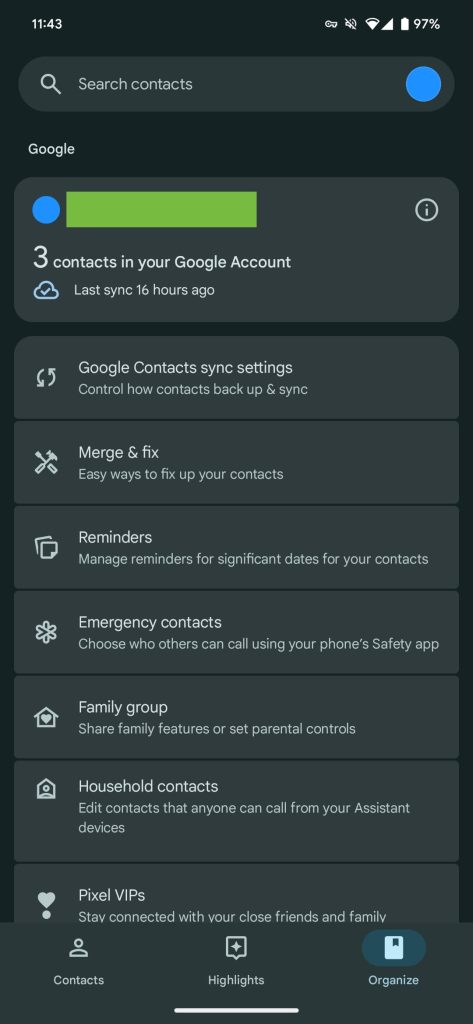 Google Contacts Material 3 Expressive