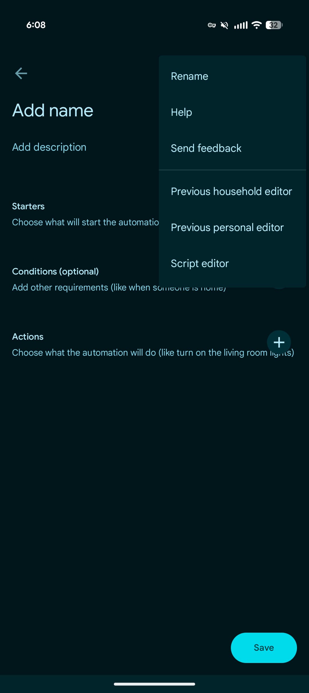 Google Home new automations editor