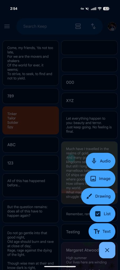 Google Keep Expressive redesign