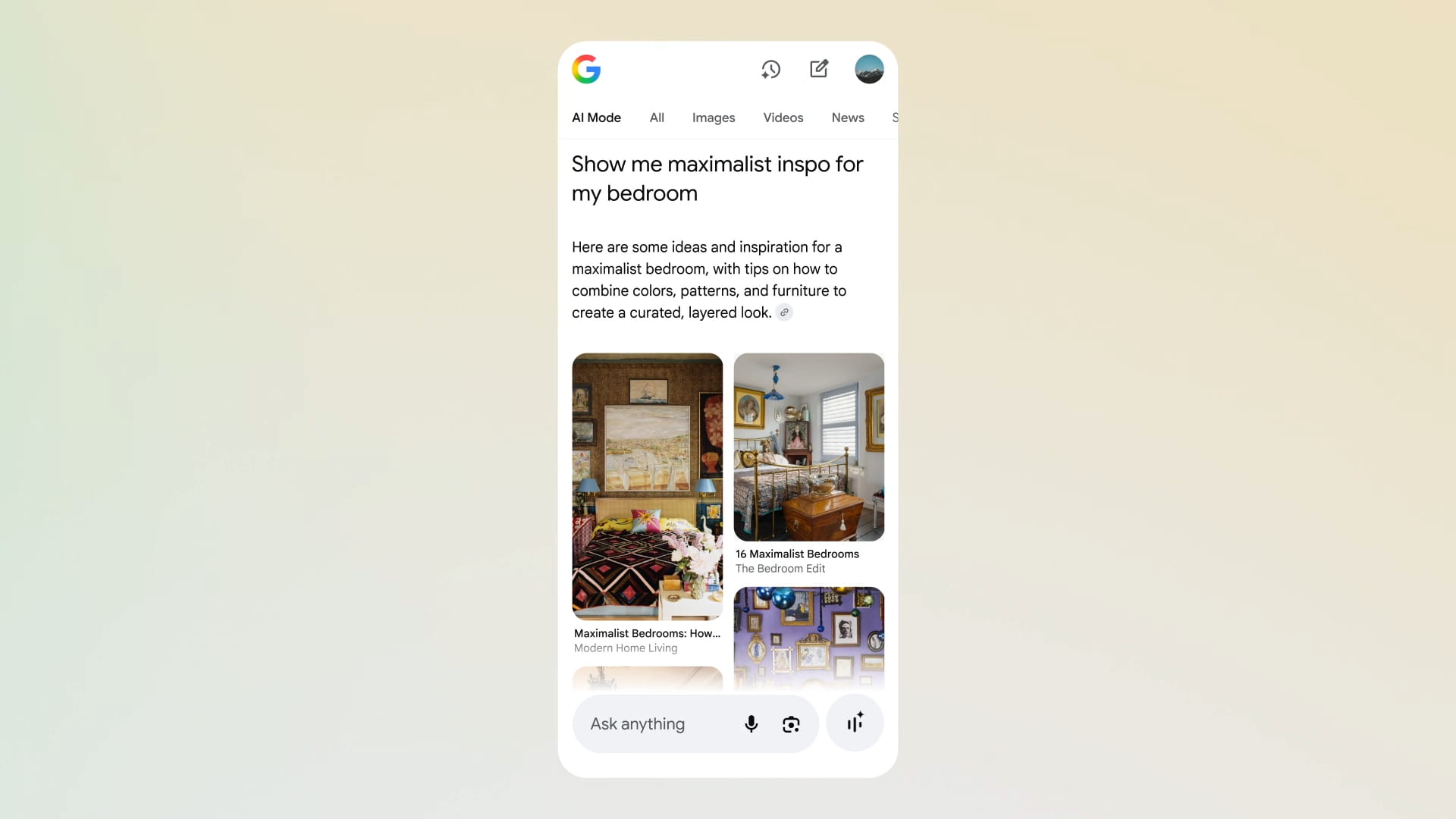 Google AI Mode visual