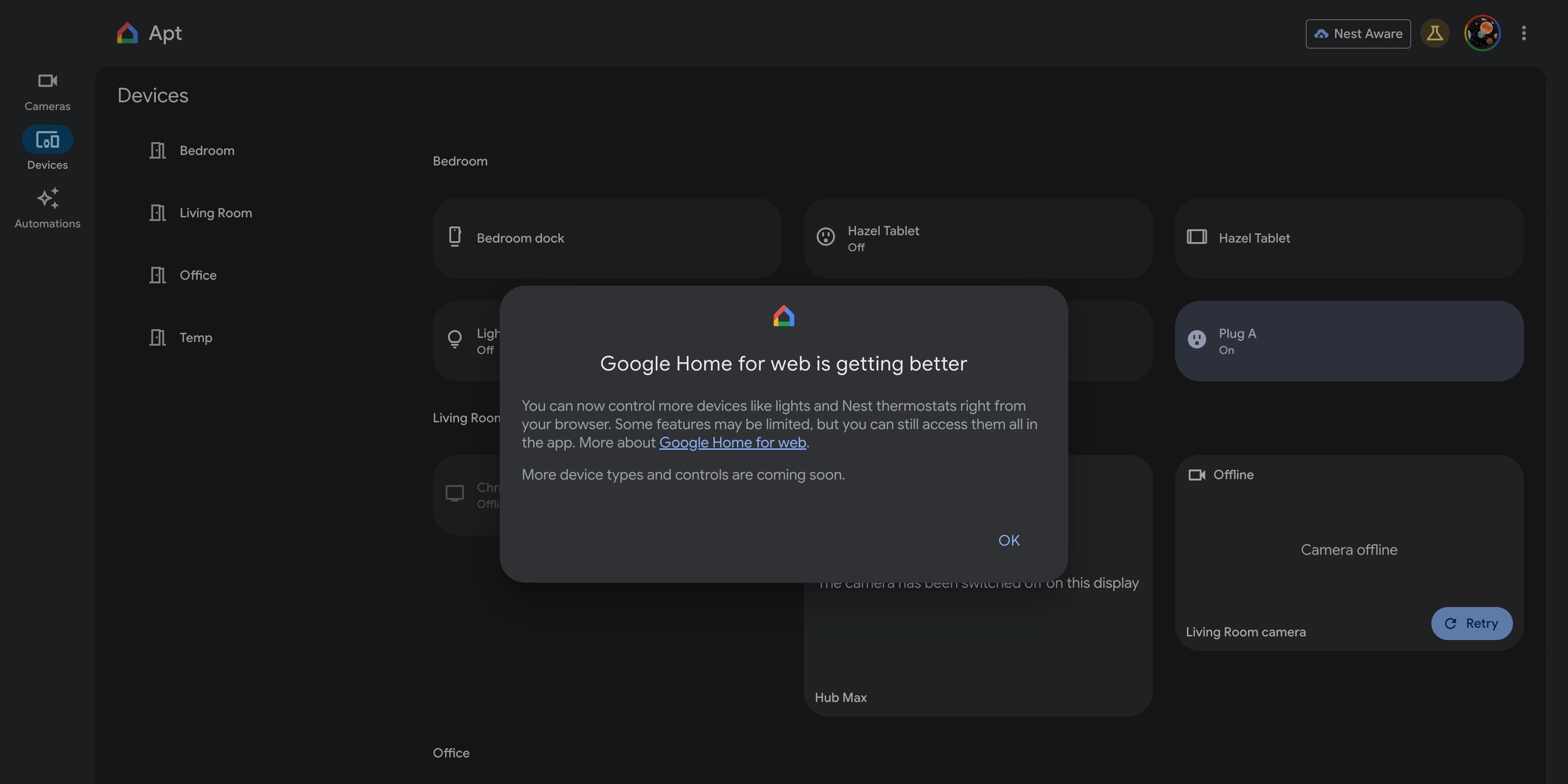 Веб-приложение Google Home теперь позволяет управлять освещением, термостатами и другими устройствами