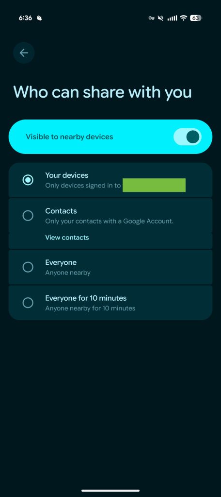 Quick Share redesign