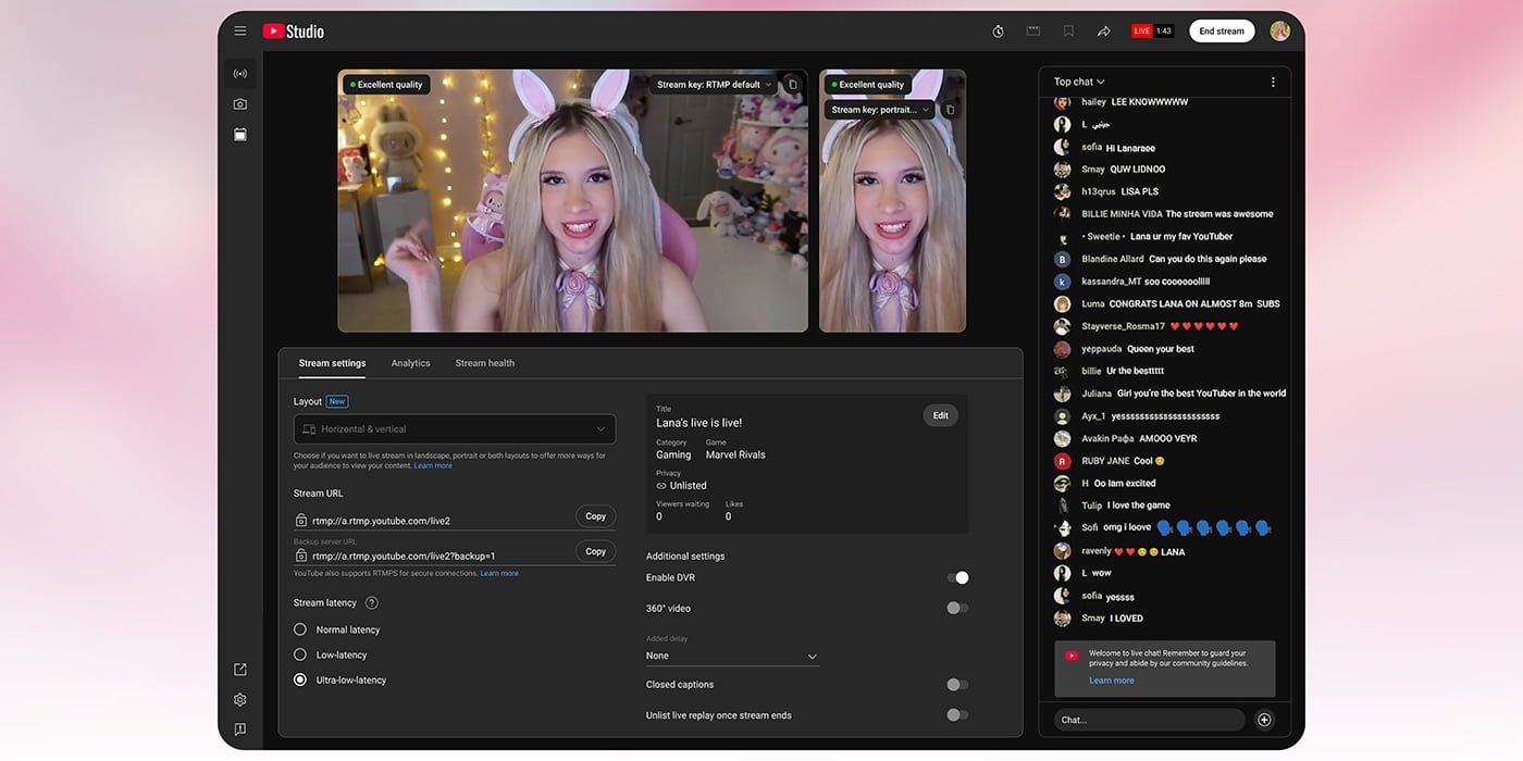 YouTube Live добавляет совместные горизонтальные/вертикальные трансляции и рекламу бок о бок