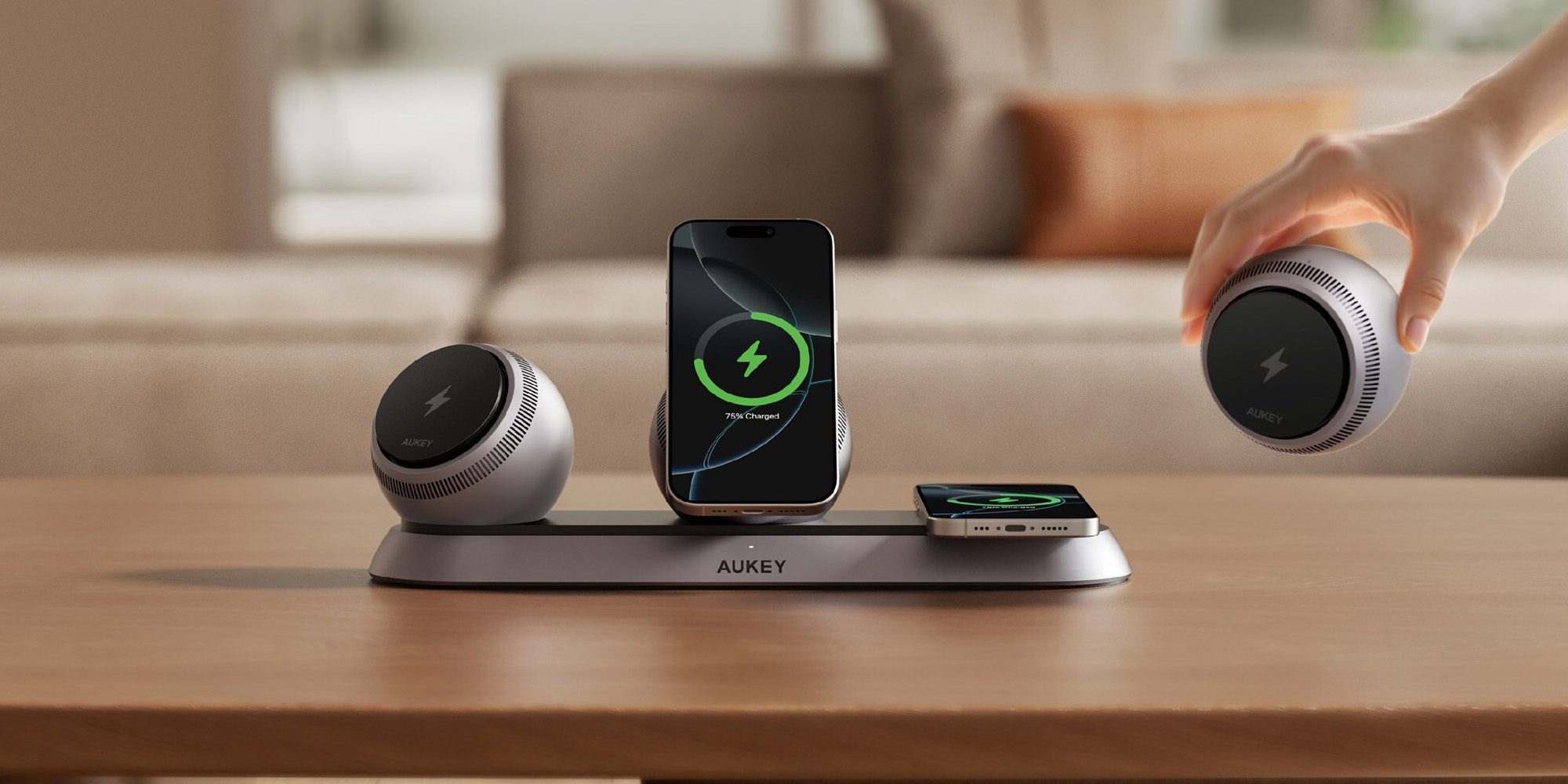 Беспроводная док-станция Aukey с Qi2 имеет съемные аккумуляторные сферы для вашего Pixel 10