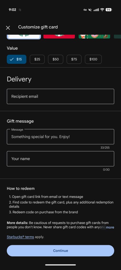 Google Play gift cards