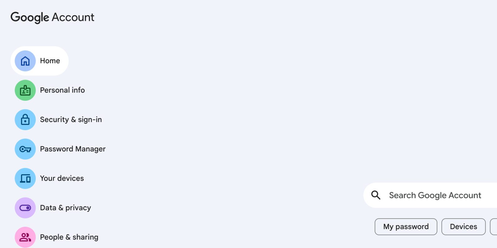 웹의 Google 계정 설정이 M3로 새롭게 디자인되었습니다