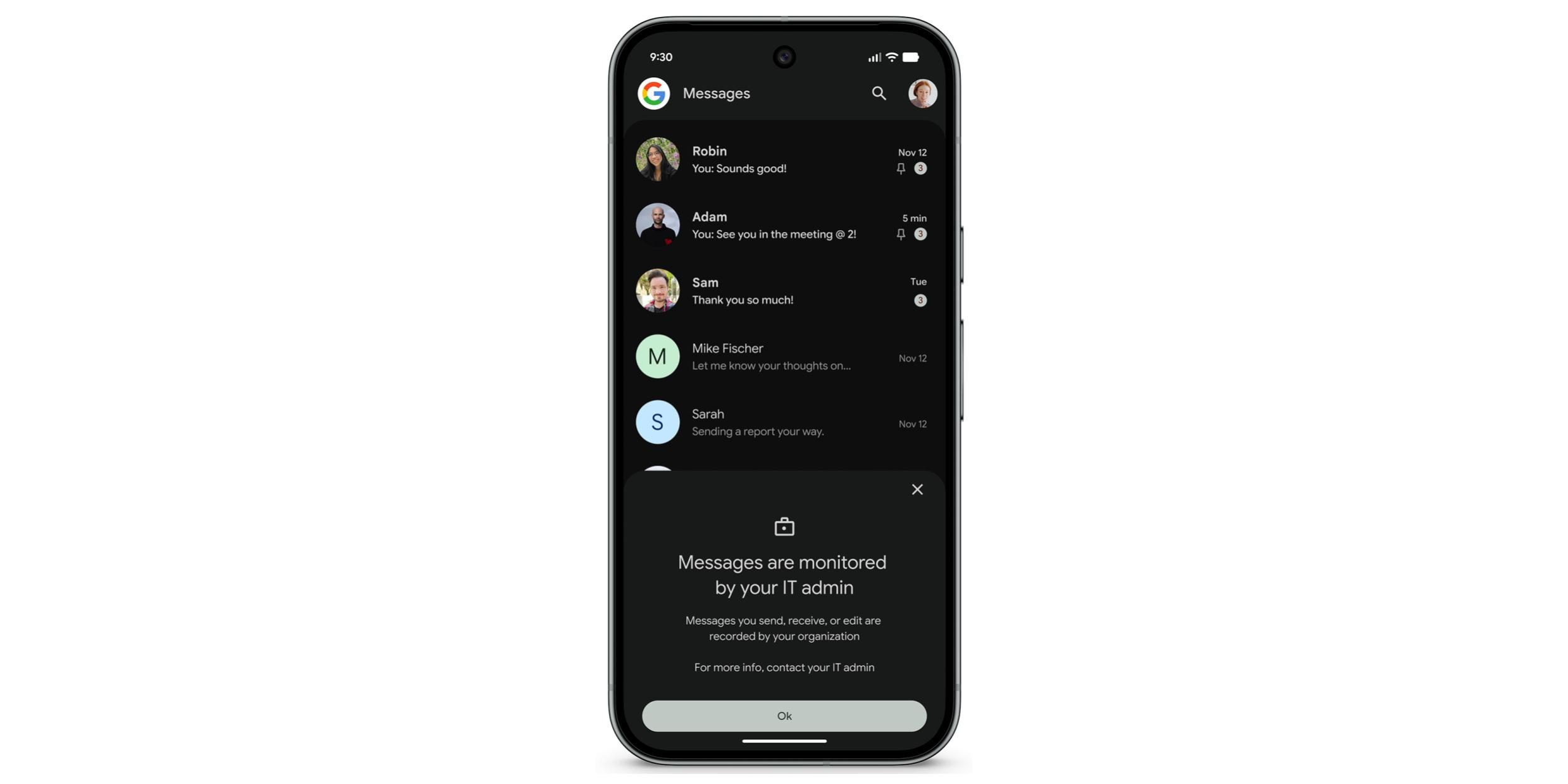 Google Messages добавляет архивацию RCS в Android для бизнеса на Pixel