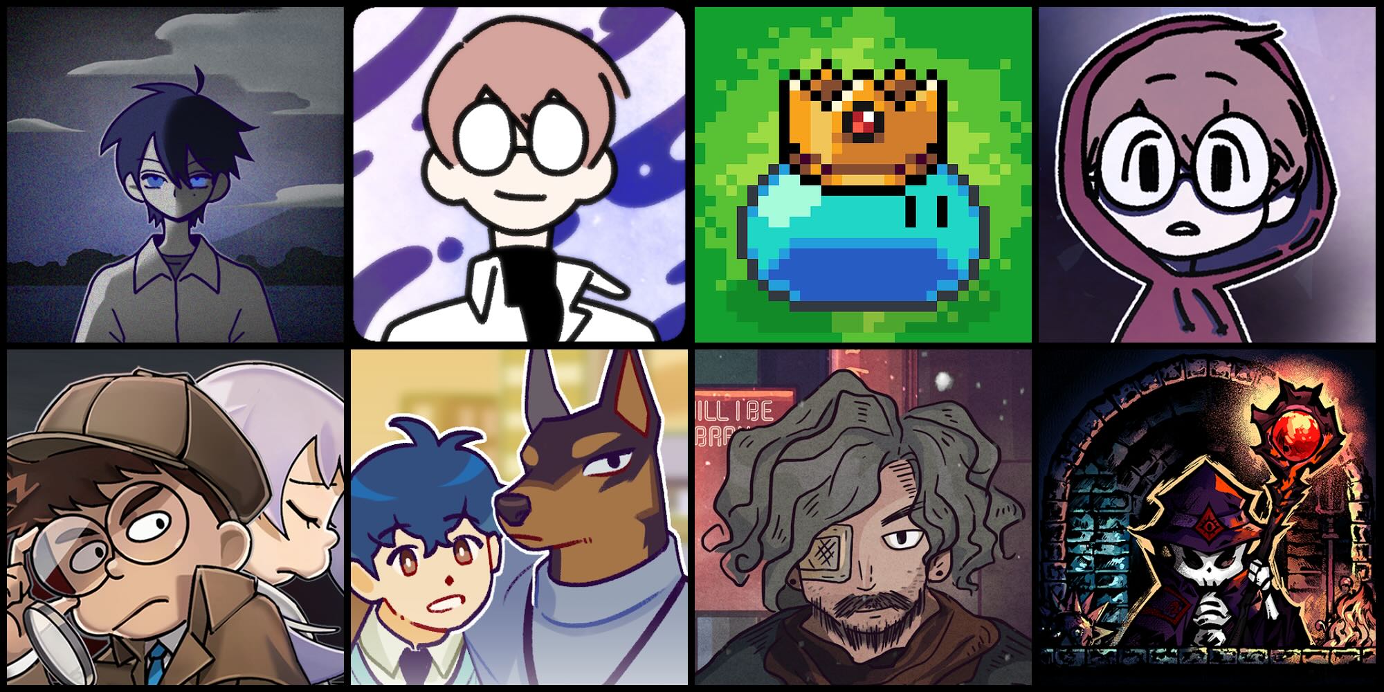 A collage of cartoon characters