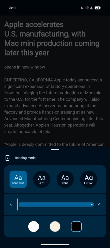 Chrome for Android rolls out Reading mode redesign [U]