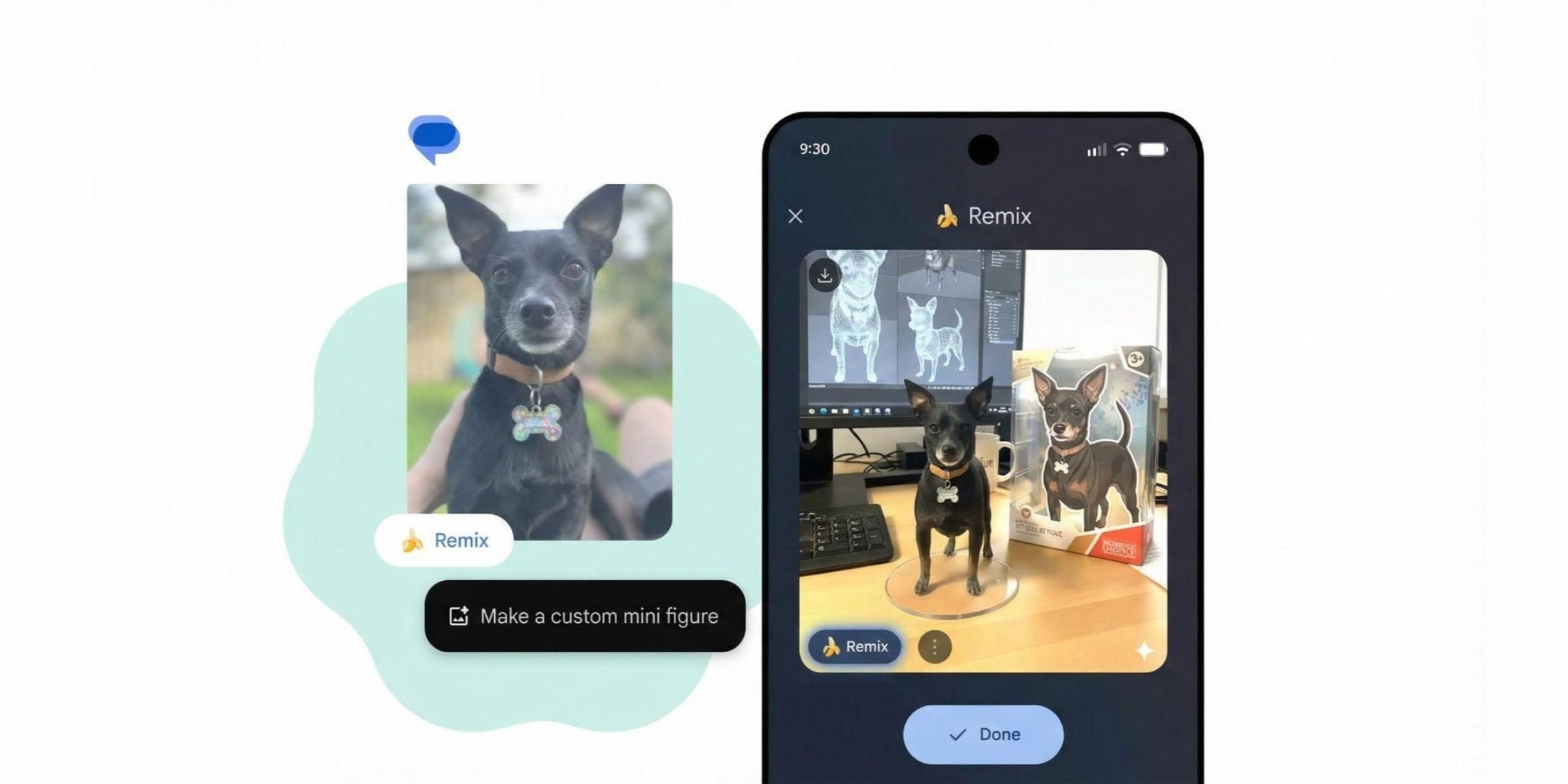 Google Messages снижает навязчивость Nano Banana Remix