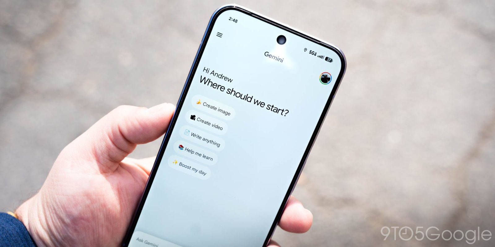 Gemini app ‘plus’ menu switches to list with NotebookLM addition