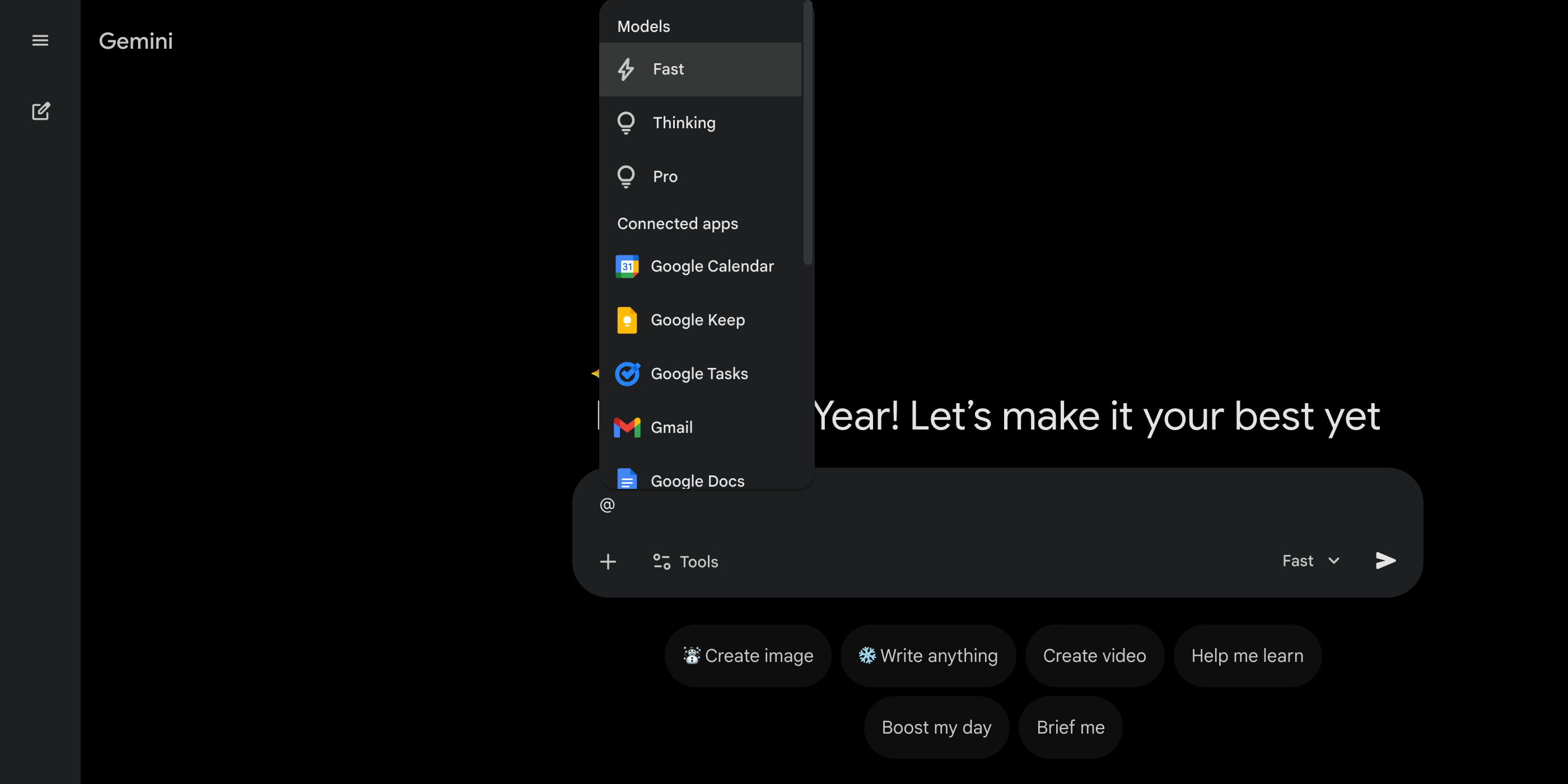 Gemini app gets faster model switching from @-menu