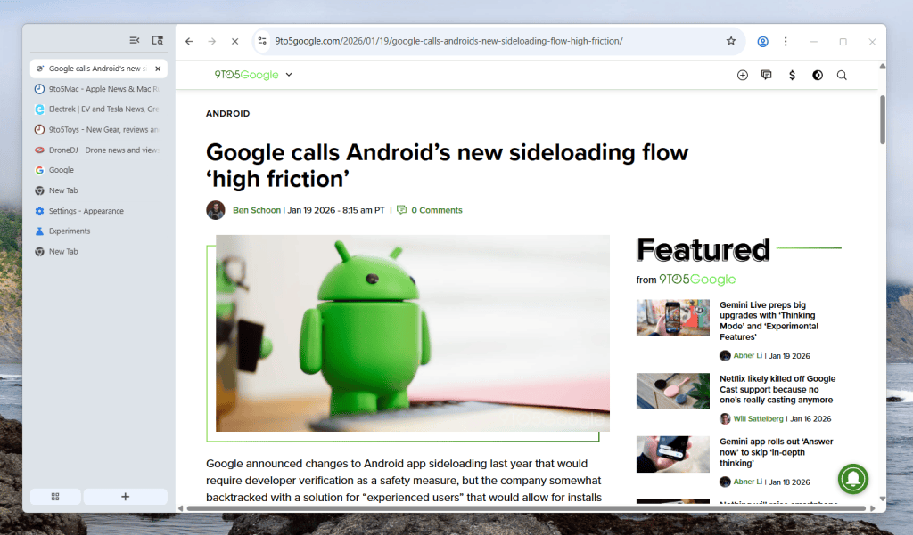 How to try Google Chrome vertical tabs & how they work [Gallery]