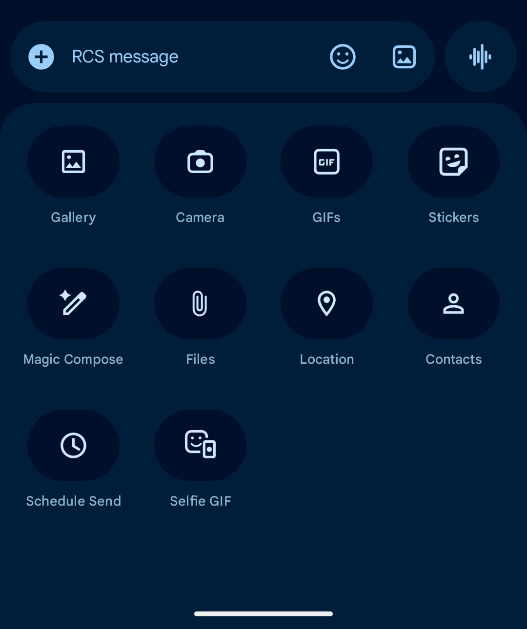 Current Google Messages location sharing interface