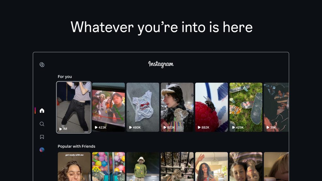 شاشة اختيار الحسابات في تطبيق انستقرام للتلفاز