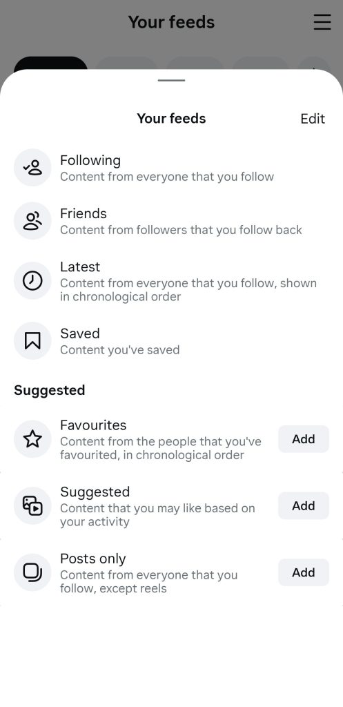 إعدادات الخلاصات الجديدة