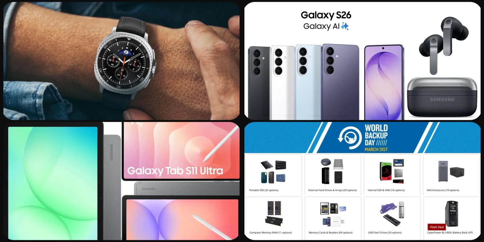 Deals – Last Day Big Spring Sale: Huge Galaxy Watch 8 Classic deal at $280 off, Galaxy S26 bundle, World Backup Day sale, more