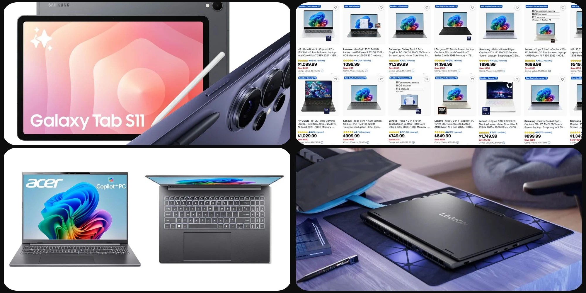 Скидки: Galaxy Tab S11 от $550, до $1100 на ПК с Windows, ноутбук Lenovo Legion 5i OLED со скидкой $450 и другие