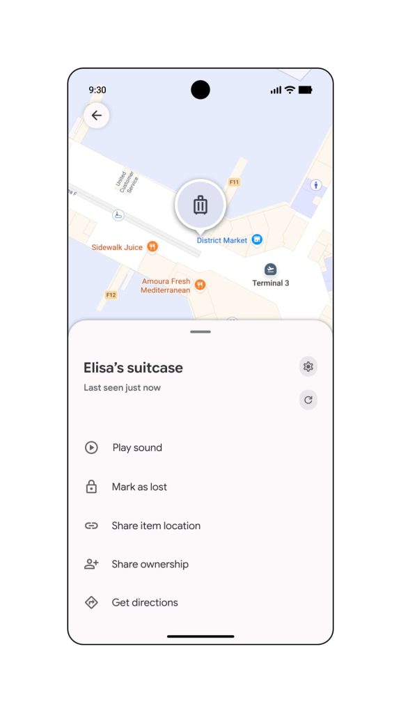 واجهة تطبيق Find Hub على الساعة الذكية