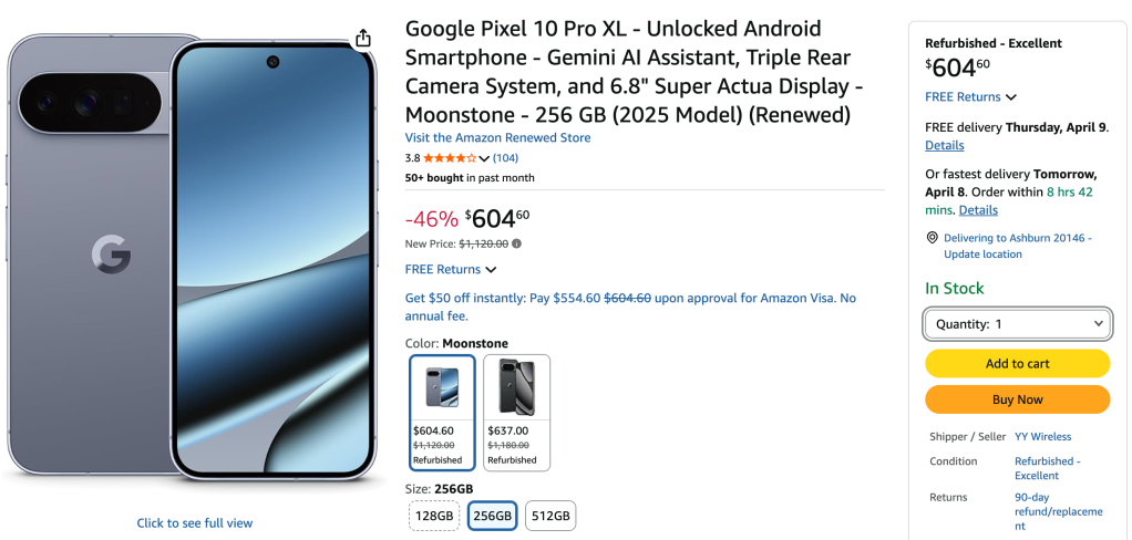 Pixel 10 Pro XL steal at Amazon