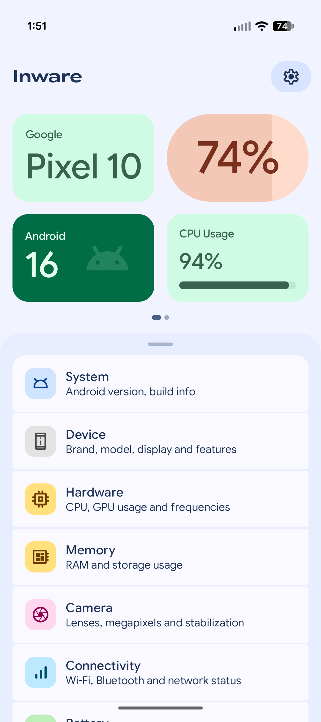 Inware 7630 Inware update adds more Android info, expressive makeover