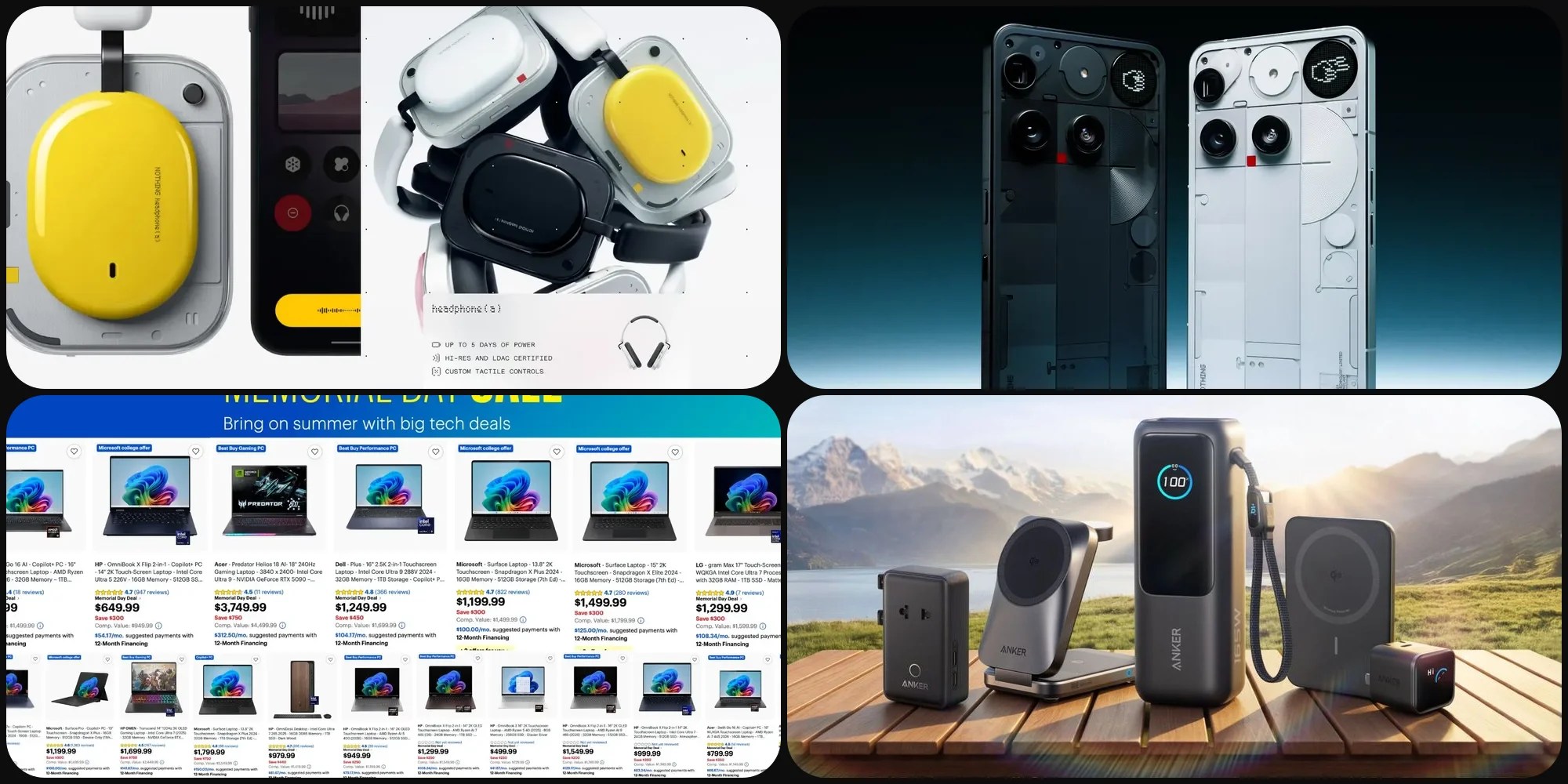 Скидки: распродажа Best Buy в День поминовения, Nothing Headphone (a) по самой низкой цене, Phone (3), скидка 1000 долларов на ПК с Windows Copilot+, и многое другое