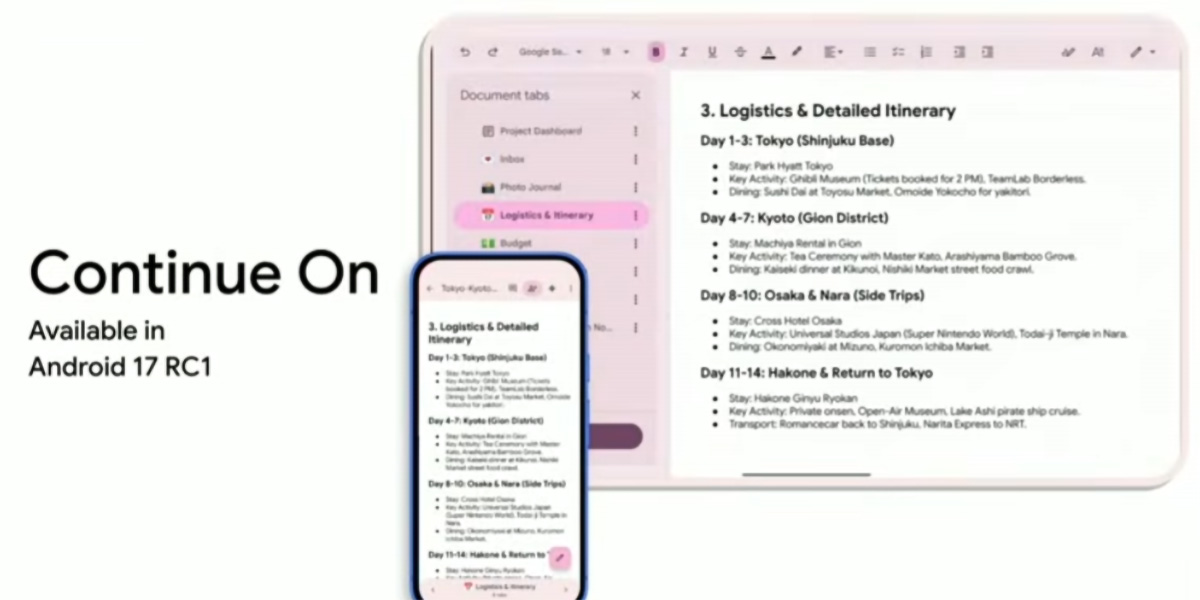 Android 17 to Introduce ‘Continue On’ for Cross-Device Task Handoff