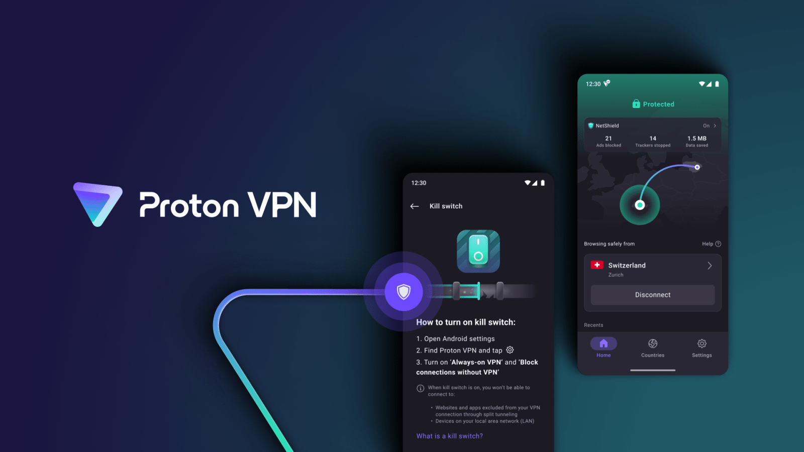 Proton VPN shown on an Android phone