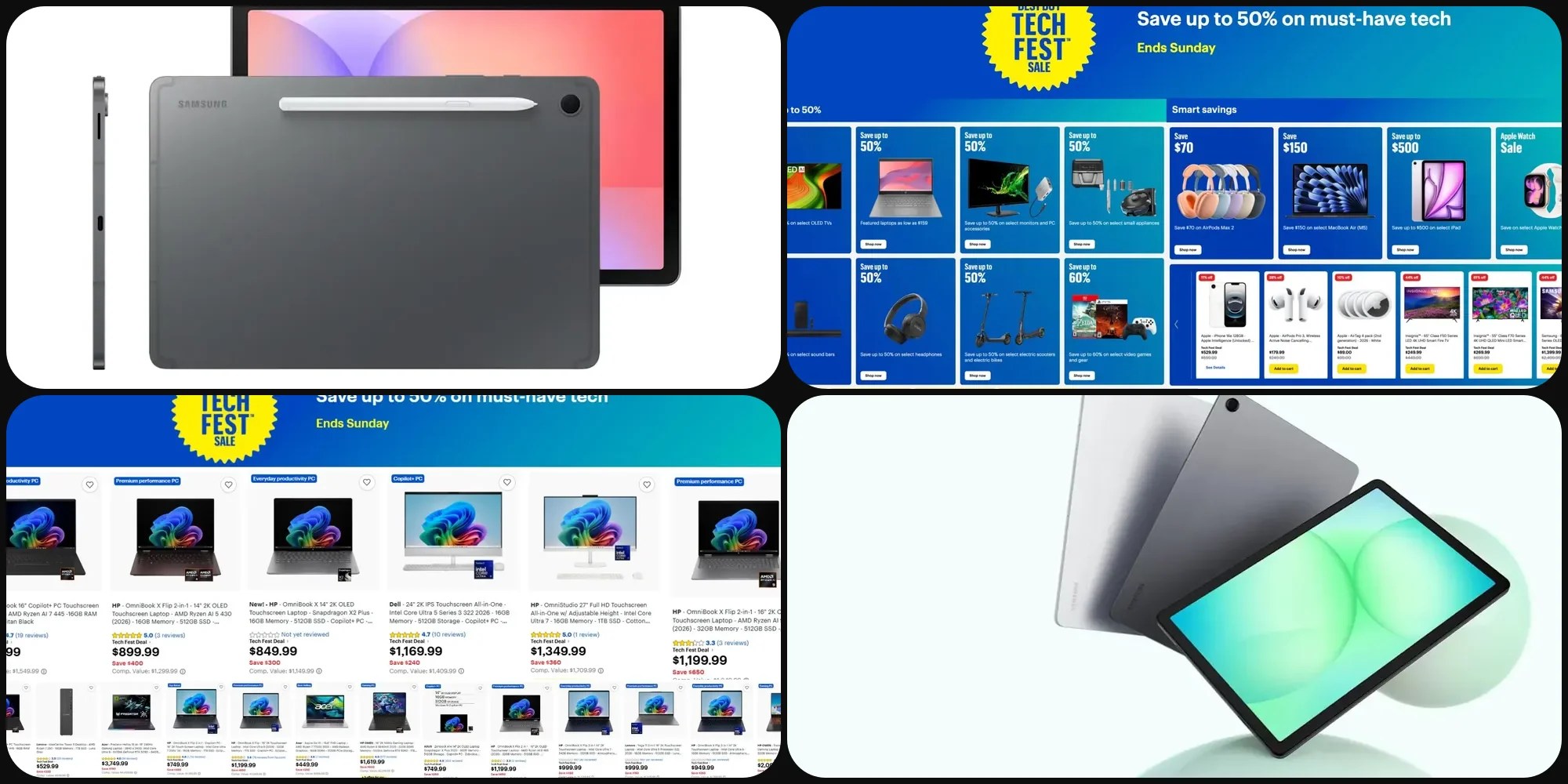 Скидки: масштабная распродажа Tech Fest в Best Buy, Galaxy Tab S10 Lite за $249, Tab A11+ за $169, новейшие ПК Copilot+ со скидкой до $650 и многое другое
