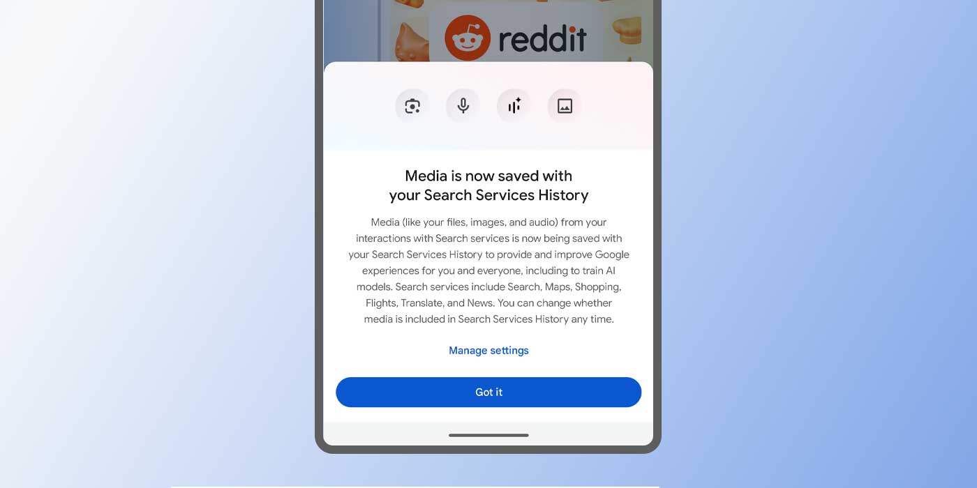 Google Search history now shows media you upload, how to disable