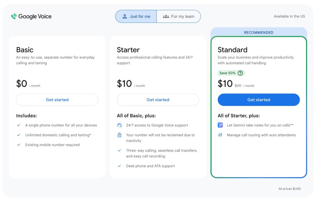 Google Coll Google Voice now offers paid tiers with call recording, Gemini