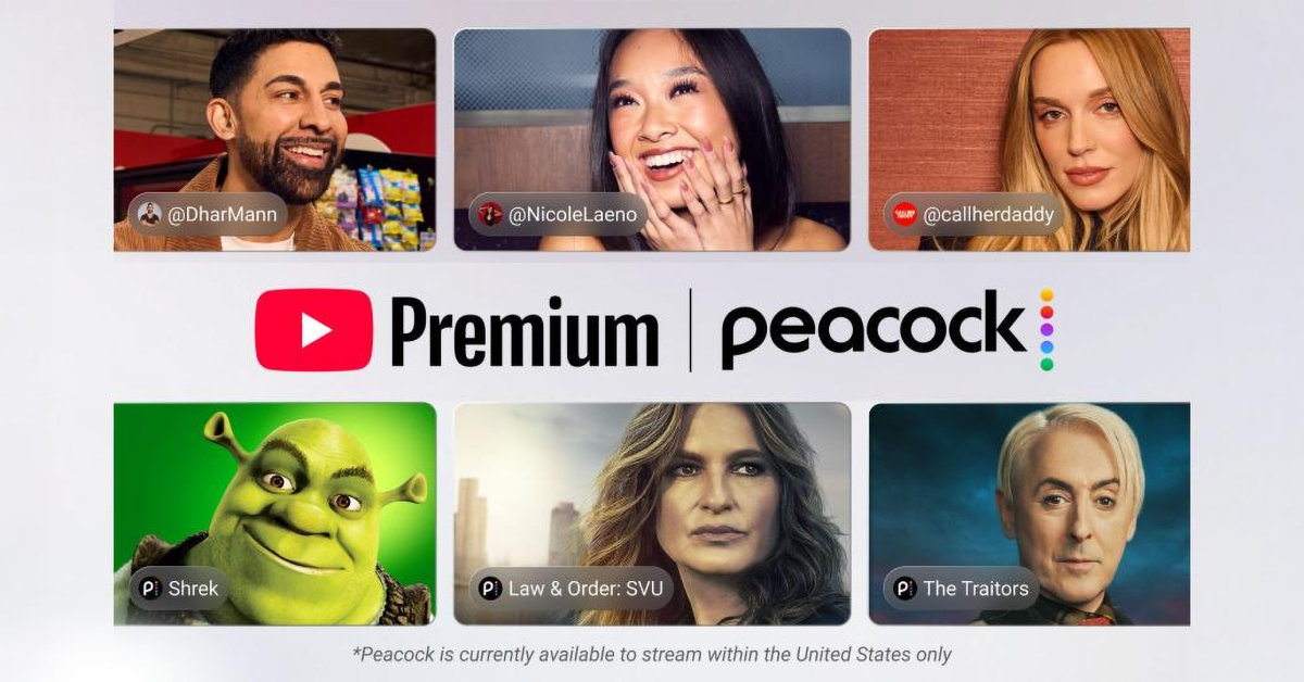 YouTube Premium subscribers are getting Peacock for free in 'the coming months'